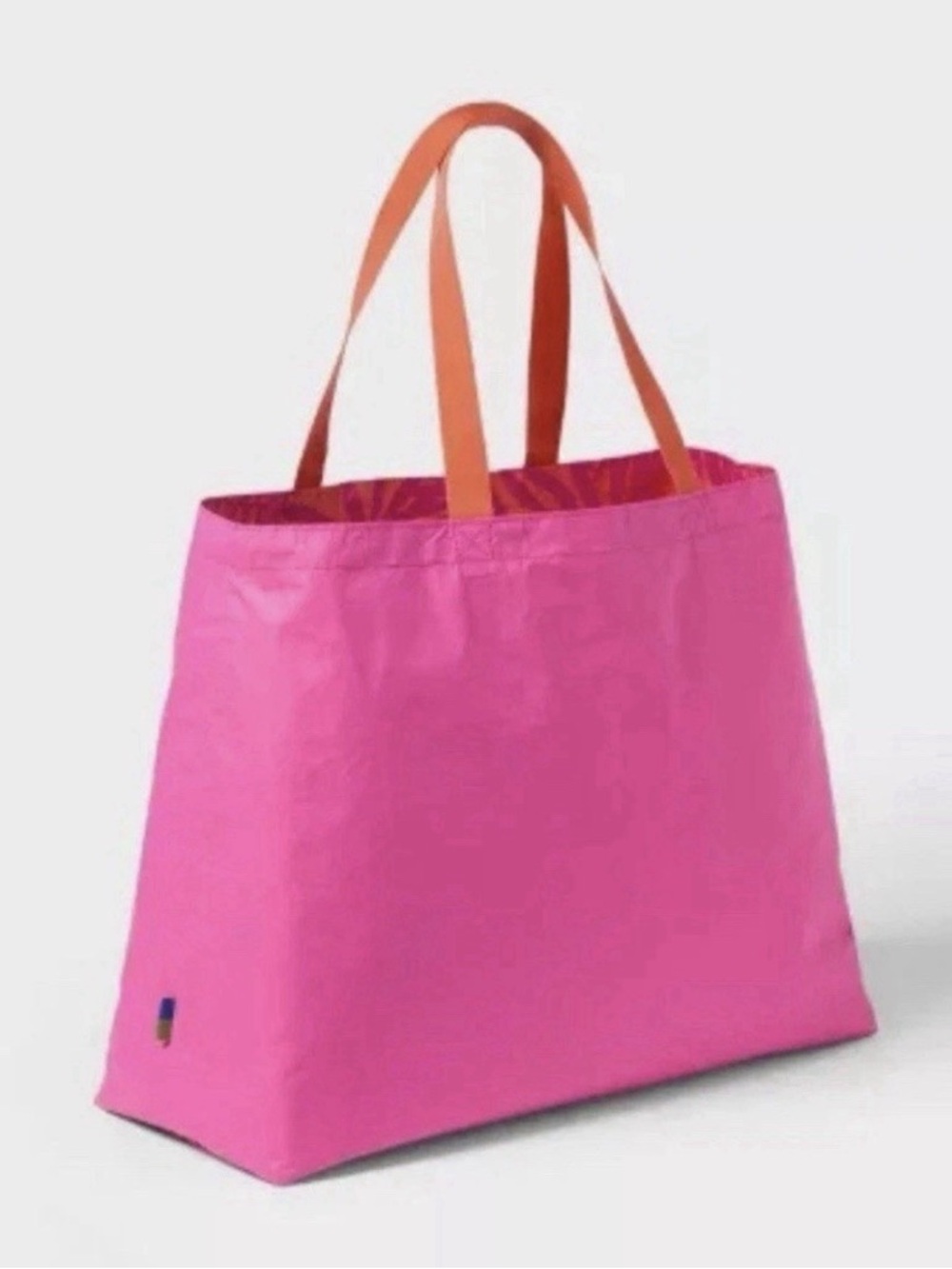 Tropical Palm Print Tote Bag in Pink and Orange - Picture 4 of 5